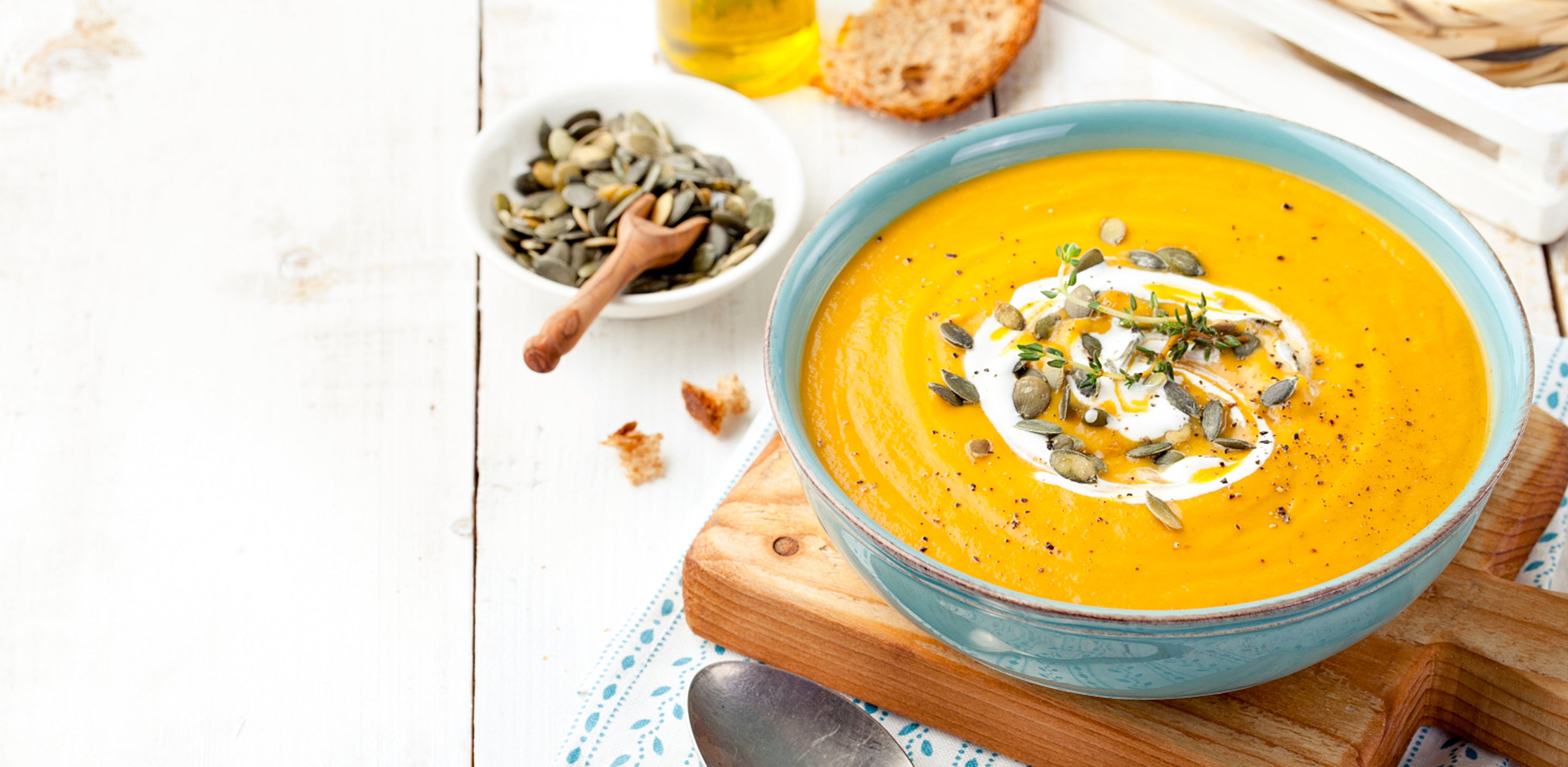 Creamy Pumpkin Soup Step by Step Recipe with Roasted Pumpkin Seeds – Sensarte Cookware