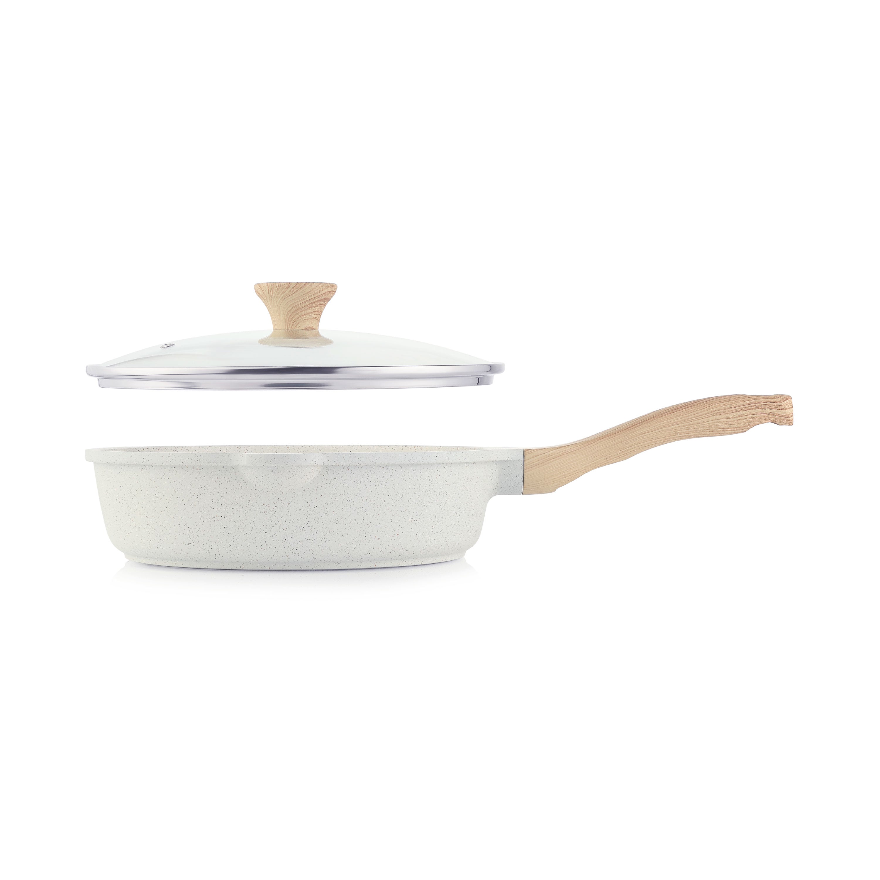Sensarte Ceramic Nonstick Deep Frying Pan Skillet with Lid  (10/11/12-Inch), Compatible Base