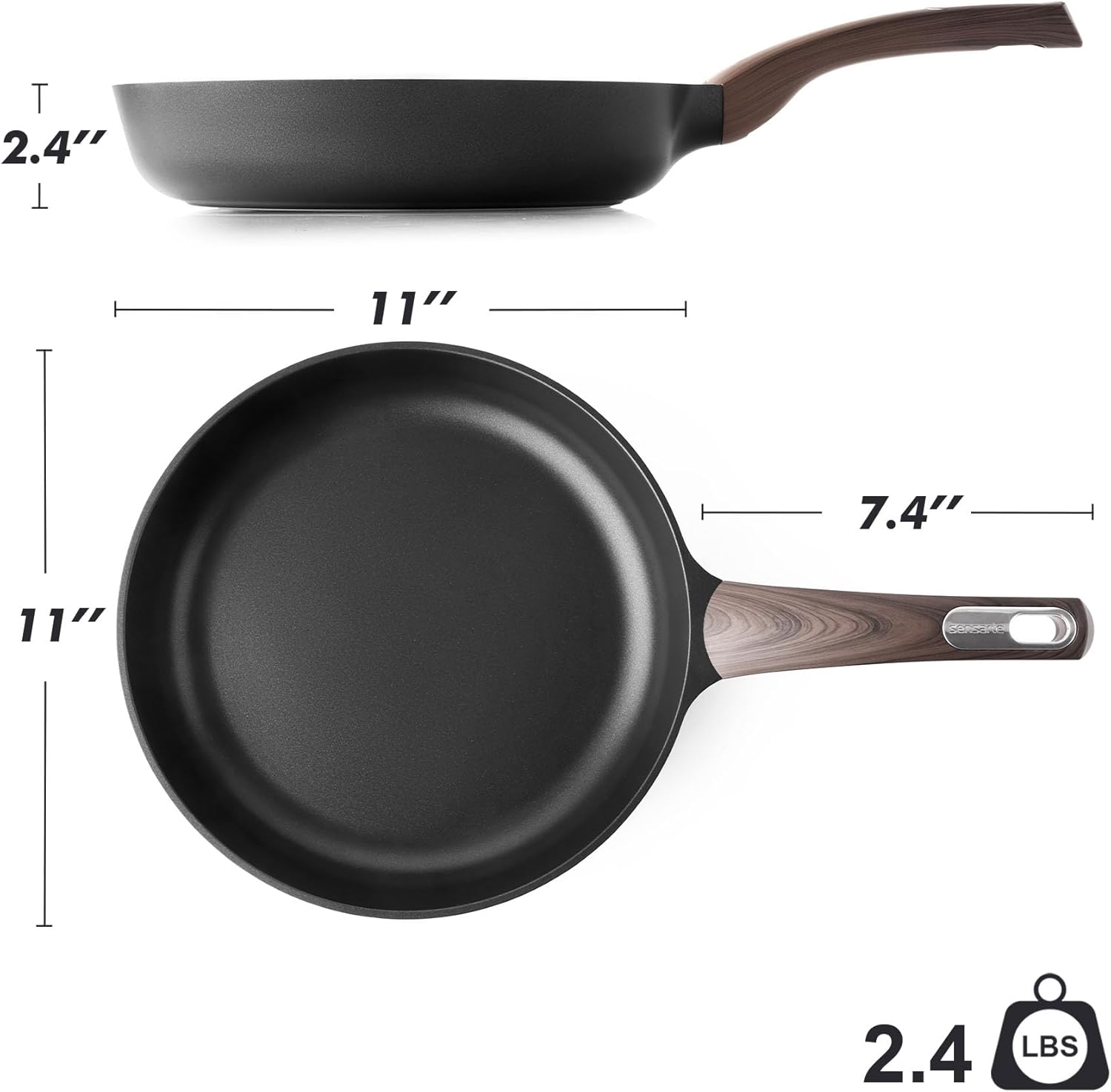 Sensarte Duramax Nonstick Frying Pan Skillet 8/9.5/11/12.5-Inch Non Stick Egg Pan Omelette Pans, Healthy Kitchen Cooking Chef's Pan, Free of Intentionally Added PFOA/PFOS, Induction Compatible, Black Visit the SENSARTE Store