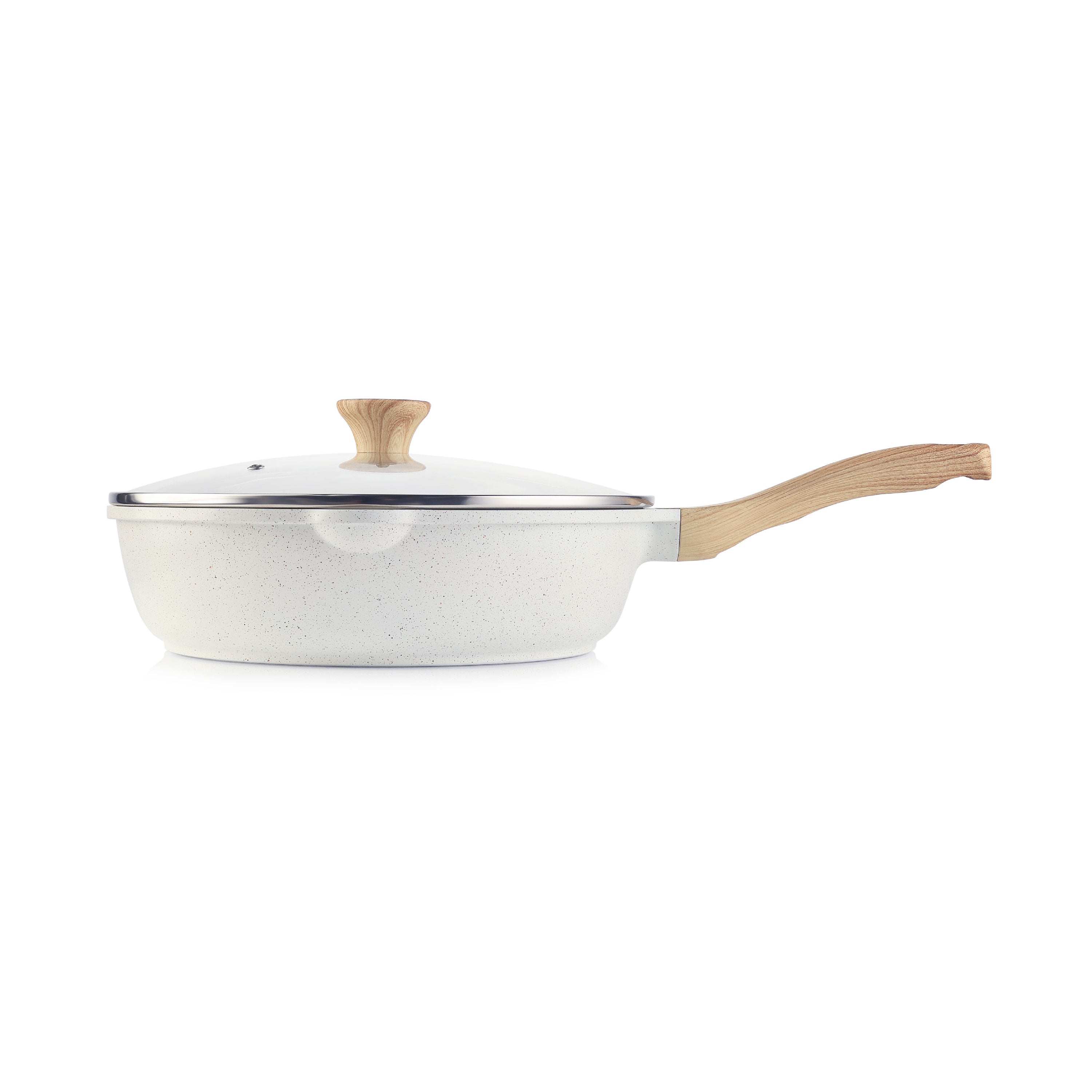 Sensarte Ceramic Nonstick Deep Frying Pan Skillet with Lid  (10/11/12-Inch), Compatible Base