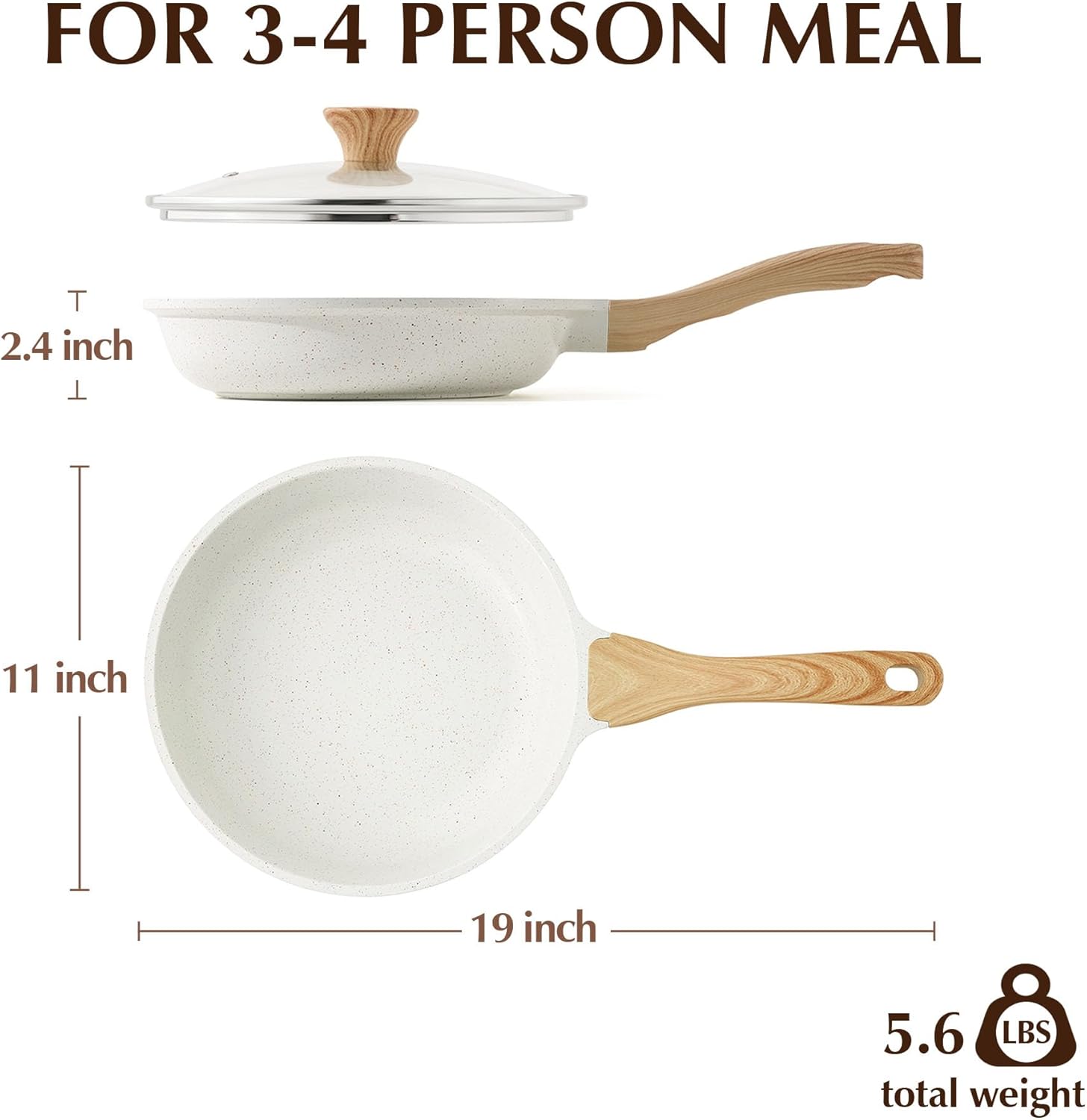 Sensarte Nonstick Ceramic Frying Pan with Lid 8/9.5/10/11/12.5 Inch Omelet Pan Skillet, Induction Compatible, Heat Resistant Handle