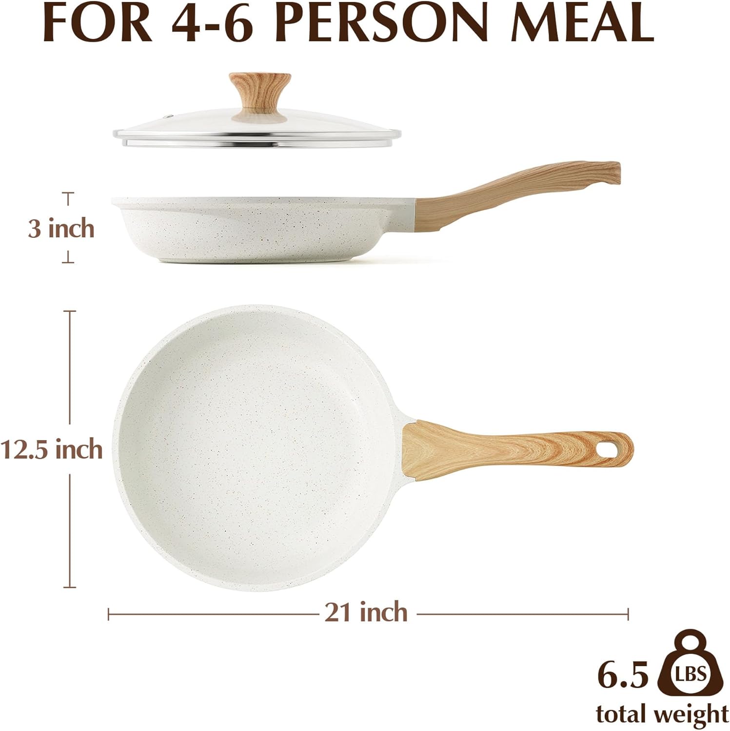 Sensarte Nonstick Ceramic Frying Pan with Lid 8/9.5/10/11/12.5 Inch Omelet Pan Skillet, Induction Compatible, Heat Resistant Handle
