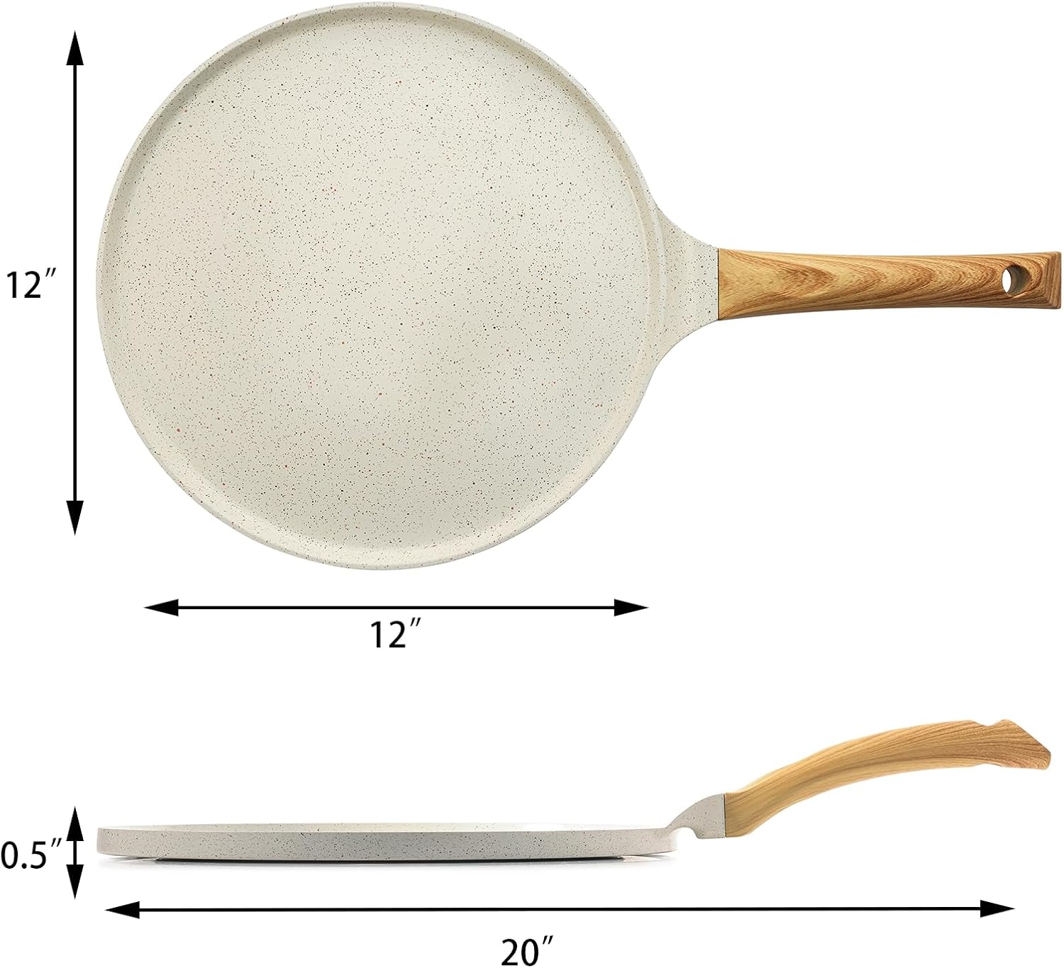 Sensarte Nonstick Crepe Pan with Spreader, 10/12-Inch Natural Ceramic Coating Dosa Pan Pancake Flat Skillet Tawa Griddle, Induction Compatible