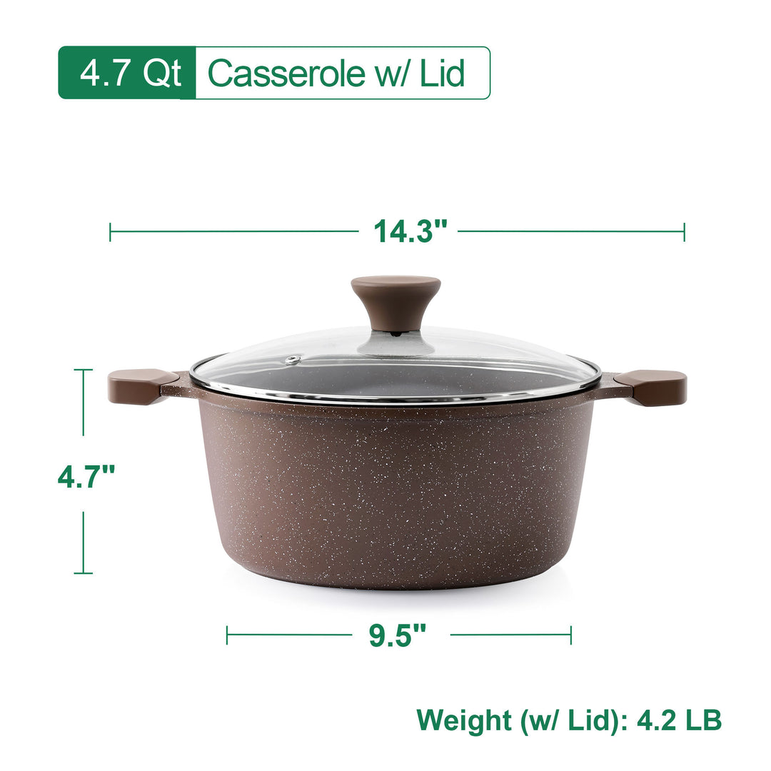 Sensarte Complete 16-Piece Nonstick Granite Cookware Set, Oven Safe & Lightweight