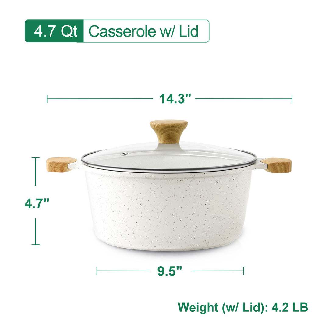 Sensarte 16-Piece Ceramic Cookware, Nonstick Surface, Even Heat Distribution, All Stove Compatible
