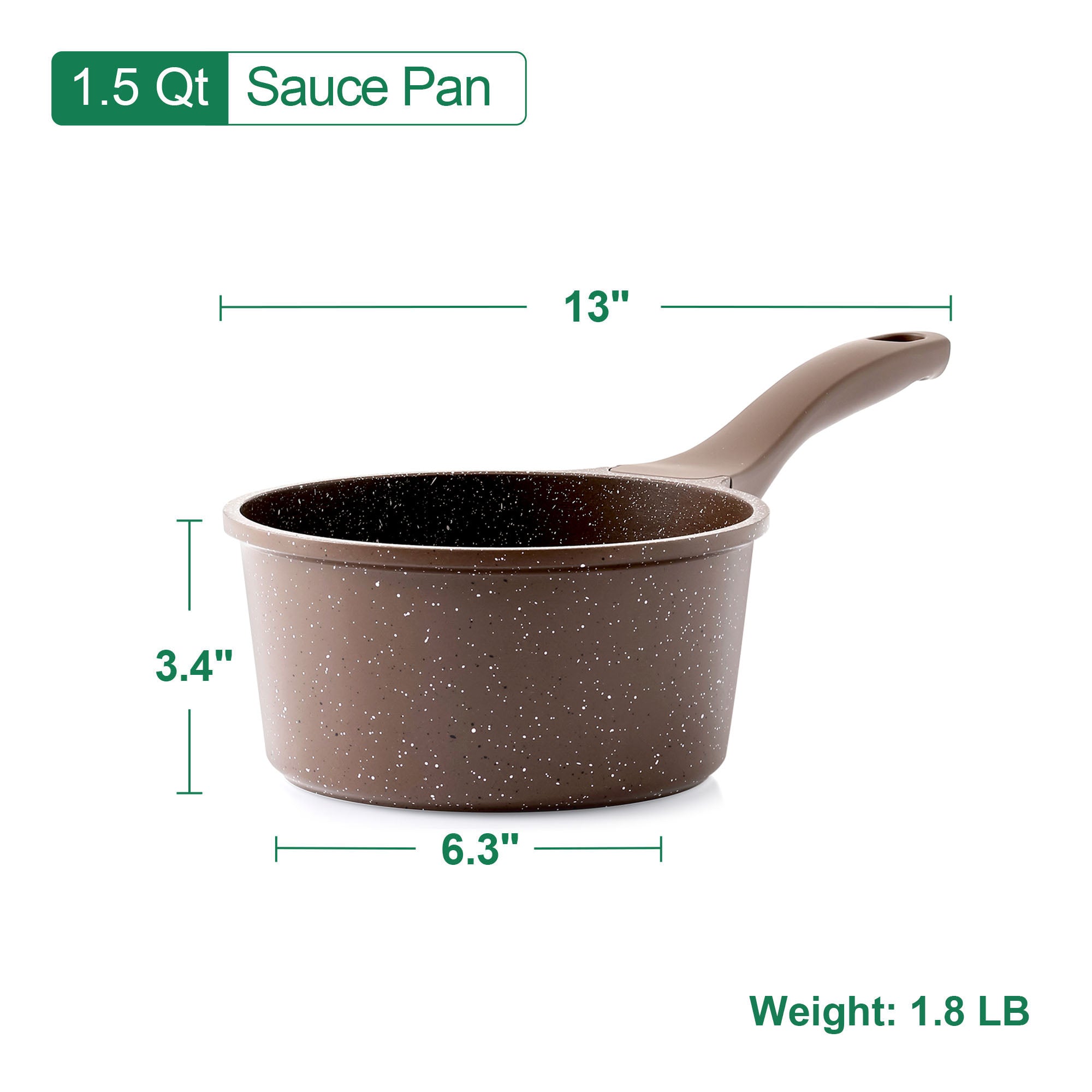 Sensarte Complete 16-Piece Nonstick Granite Cookware Set, Oven Safe & Lightweight