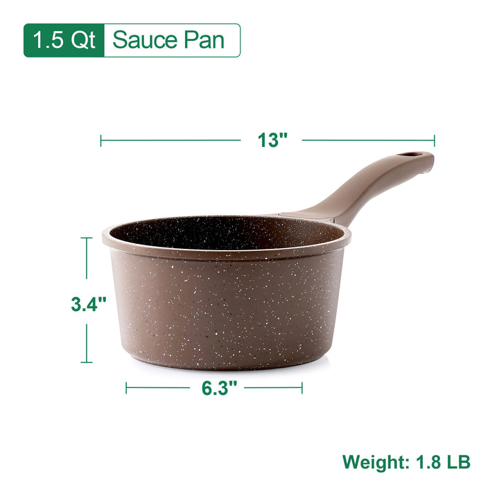 Sensarte Complete 16-Piece Nonstick Granite Cookware Set, Oven Safe & Lightweight