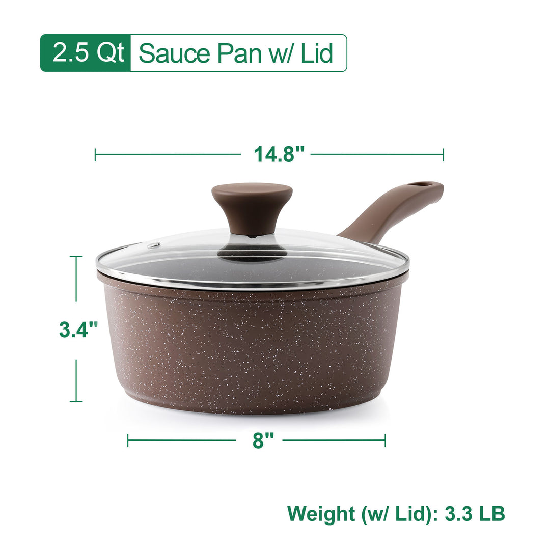 Sensarte Complete 16-Piece Nonstick Granite Cookware Set, Oven Safe & Lightweight