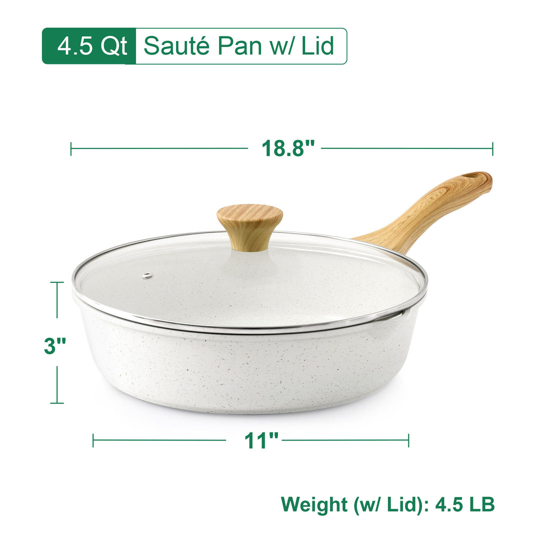 Sensarte 16-Piece Ceramic Cookware, Nonstick Surface, Even Heat Distribution, All Stove Compatible