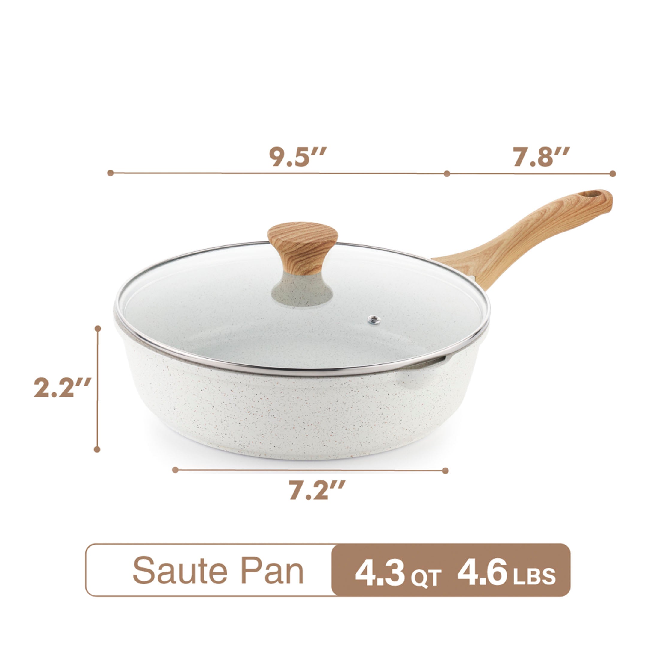 Sensarte 17-Piece Nonstick Ceramic Cookware Set, Compatible Stackable Design