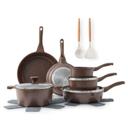 Sensarte Complete 16-Piece Nonstick Granite Cookware Set, Oven Safe & Lightweight