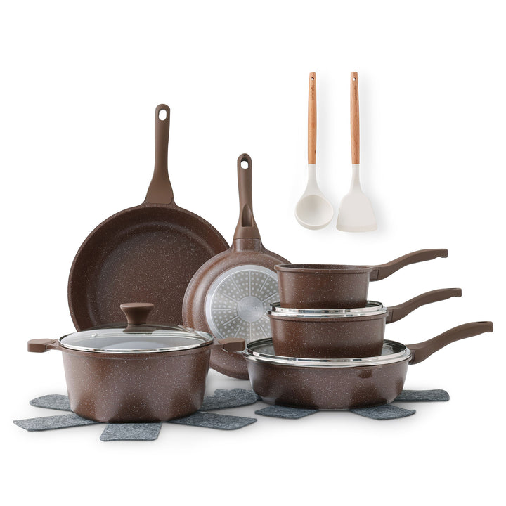 Sensarte Complete 16-Piece Nonstick Granite Cookware Set, Oven Safe & Lightweight