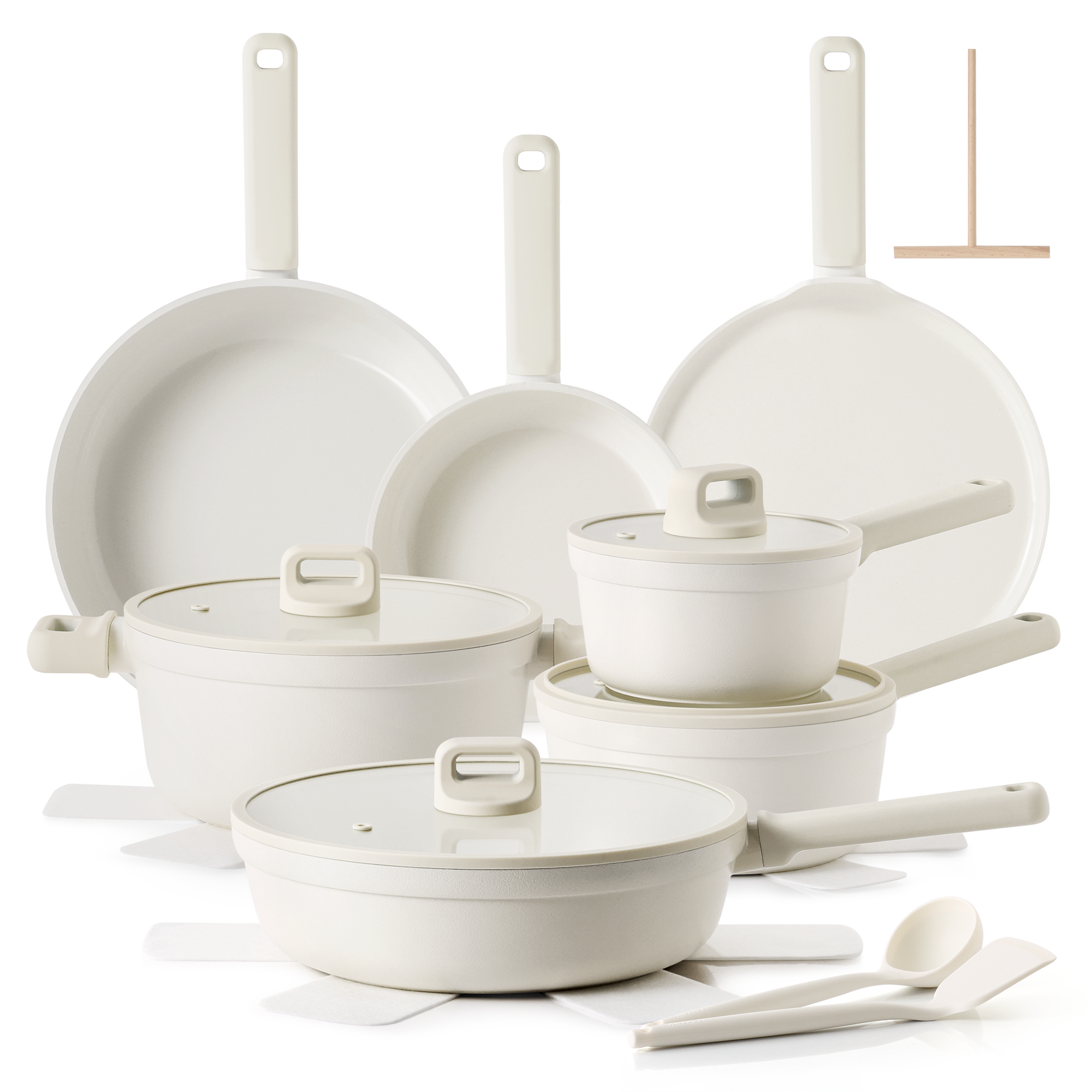 SENSARTE Ceramic Pots and Pans Set Nonstick, 20Pcs Cookware Set, White