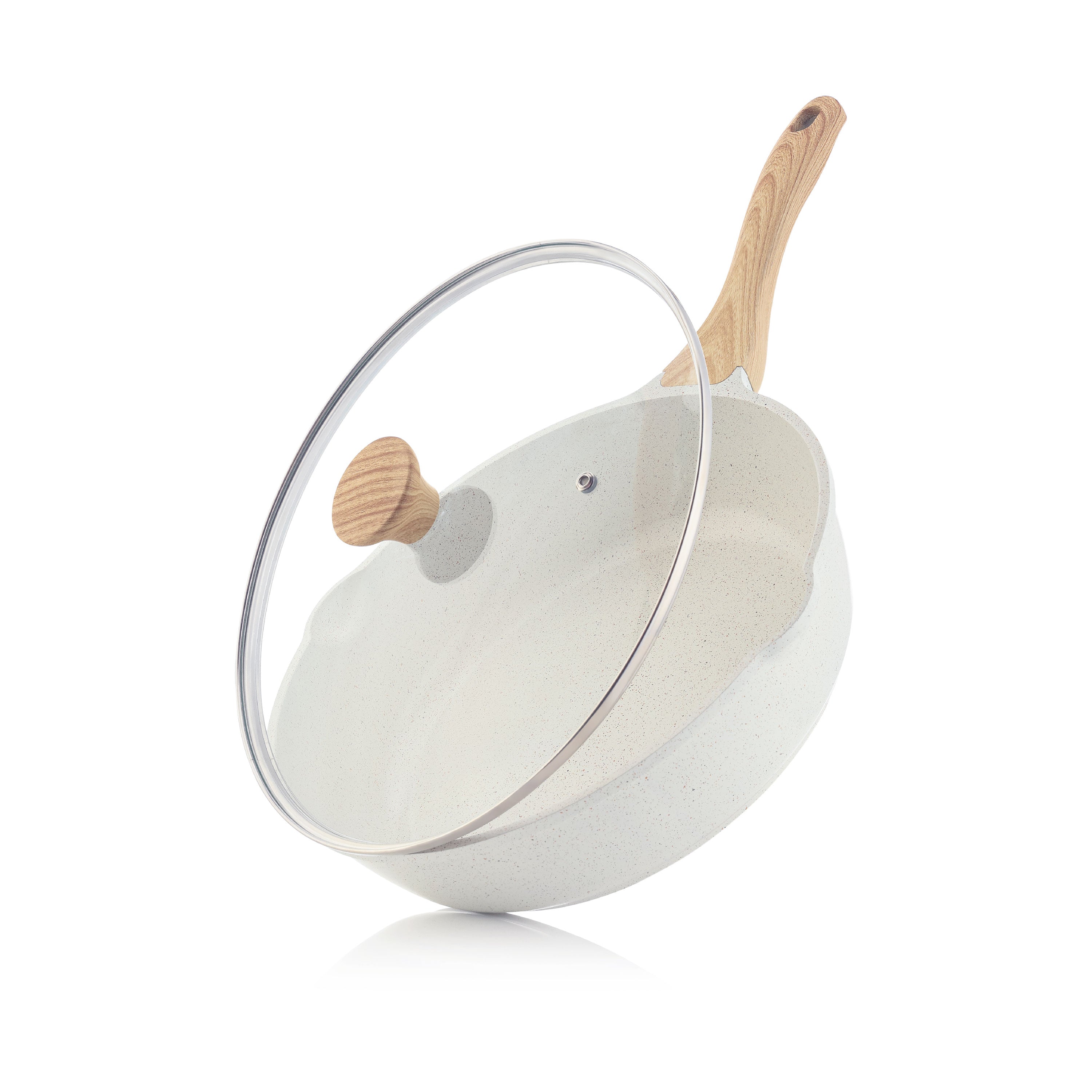 Sensarte Ceramic Nonstick Deep Frying Pan Skillet with Lid  (10/11/12-Inch), Compatible Base