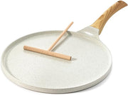 Sensarte Nonstick Crepe Pan with Spreader, 10/12-Inch Natural Ceramic Coating Dosa Pan Pancake Flat Skillet Tawa Griddle, Induction Compatible