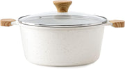 Sensarte Ceramic Nonstick Stock Pot with Lid, 4.5/7-Quart Induction Cooking Pot with Tempered Glass Lid, Stew Pot for Soup and Oatmeal, Pasta Casserole, PFOA PFAS PTFE Free, White