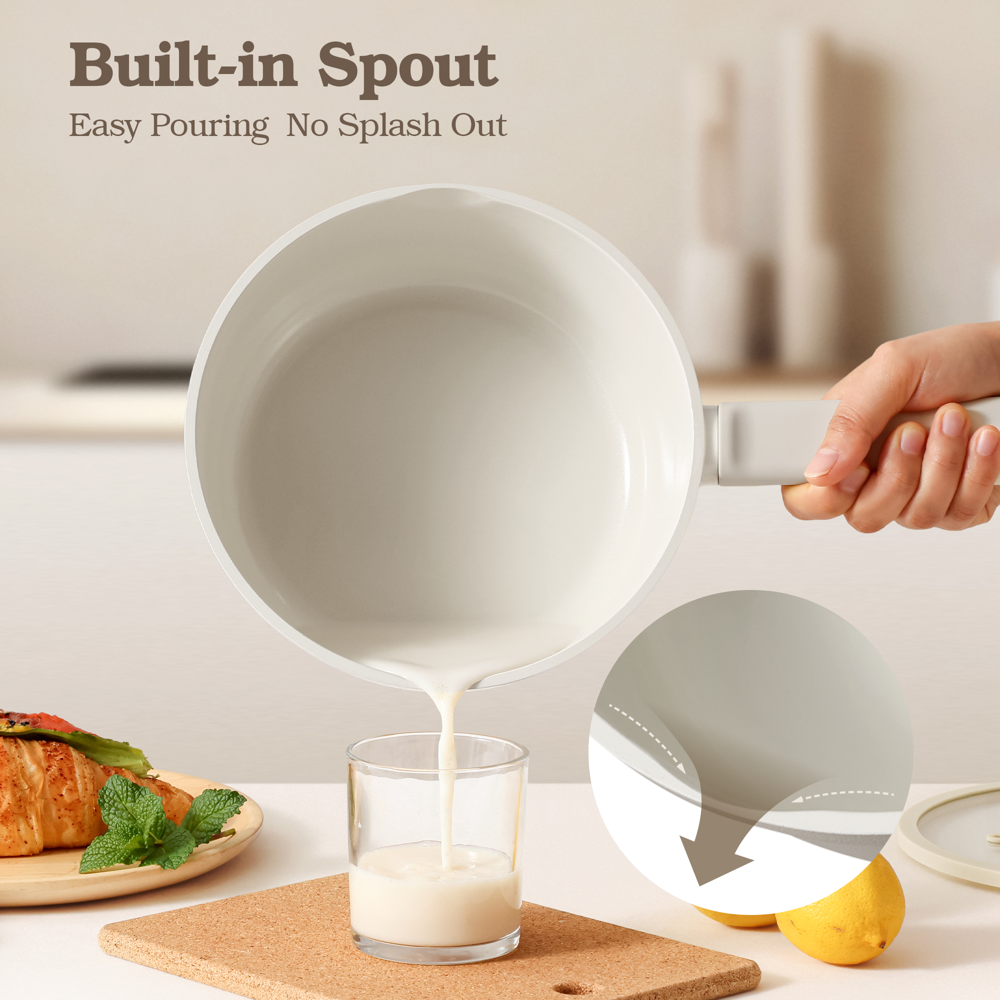 SENSARTE Ceramic Pots and Pans Set Nonstick, 20Pcs Cookware Set, White