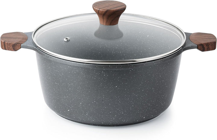 SENSARTE Nonstick Dutch Oven (4.5/7QT), Induction Stock Pot Swiss Nonstick Granite Coating, Stew Pot, Healthy Cooking Pot with Lid, PFOA Free