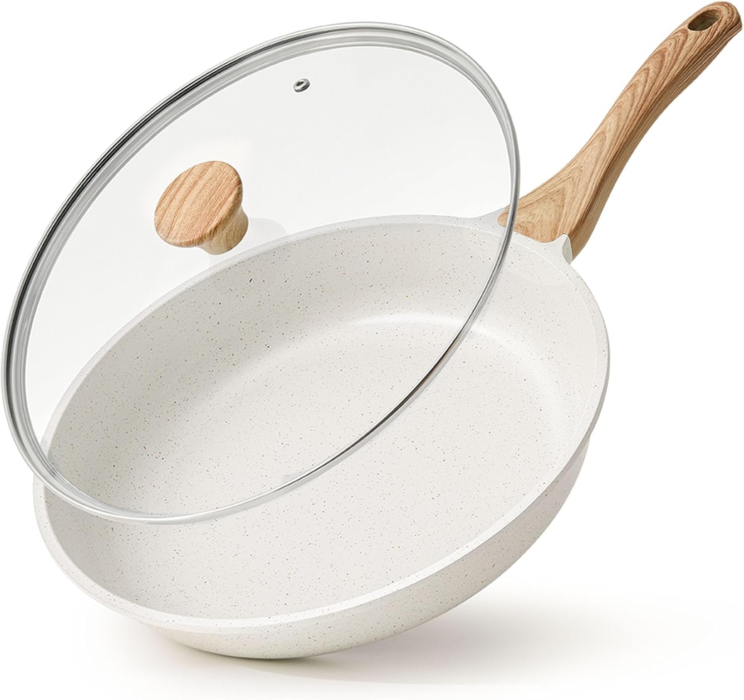 Sensarte Nonstick Ceramic Frying Pan with Lid 8/9.5/10/11/12.5 Inch Omelet Pan Skillet, Induction Compatible, Heat Resistant Handle