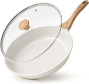 Sensarte Nonstick Ceramic Frying Pan with Lid 8/9.5/10/11/12.5 Inch Omelet Pan Skillet, Induction Compatible, Heat Resistant Handle