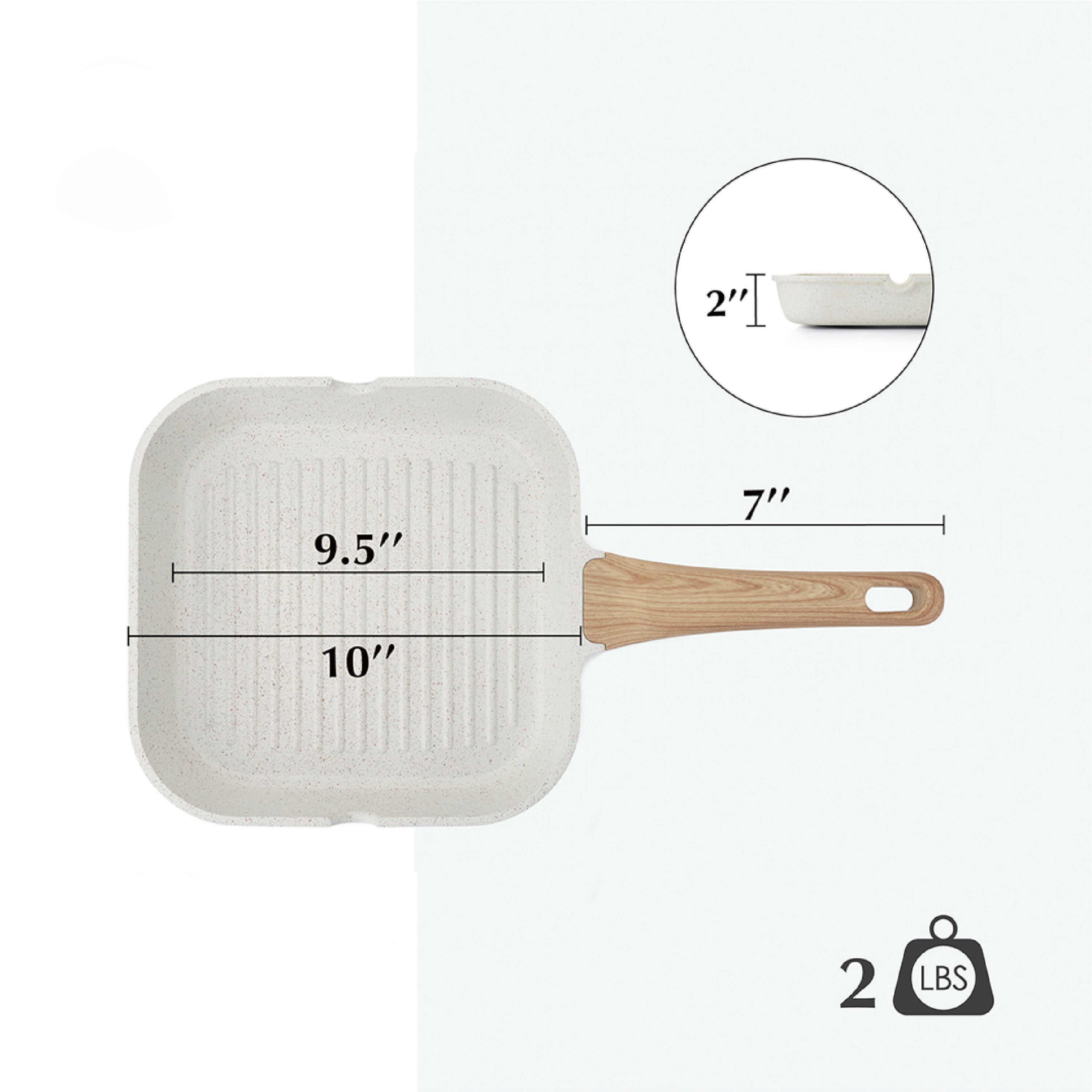 Sensarte Grill-Pan, Ceramic Coated, Nonstick Surface (9.5 & 11 Inch Options)