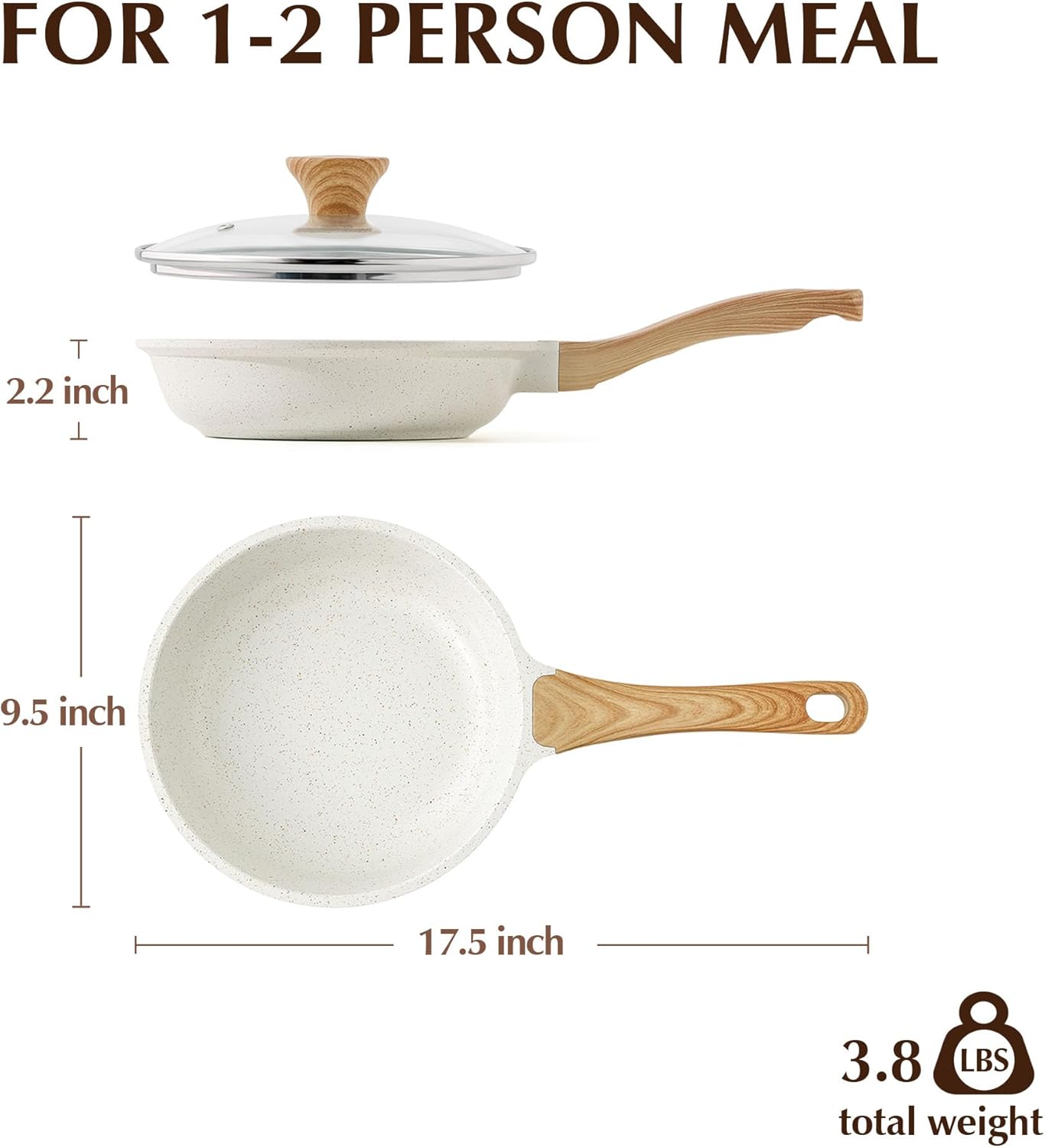 Sensarte Nonstick Ceramic Frying Pan with Lid 8/9.5/10/11/12.5 Inch Omelet Pan Skillet, Induction Compatible, Heat Resistant Handle