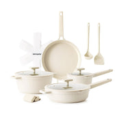 Sensarte Velvet Ceramic Cookware Set Non-toxic 14 Pcs, Nonstick Pots and Pans Set, Dishwasher Safe Induction Cookware, Healthy Kitchen Cooking Set, PFOA/PFAS/PTFE Free