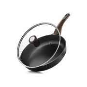 Sensarte Duramax Nonstick Frying Pan Skillet with Lid, 8/9.5/11/12.5-Inch Non Stick Pan Omelette Pans, Healthy Kitchen Cooking Chef's Pan with Cover, Free of Intentionally Added PFOA/PFOS, Induction Compatible, Black