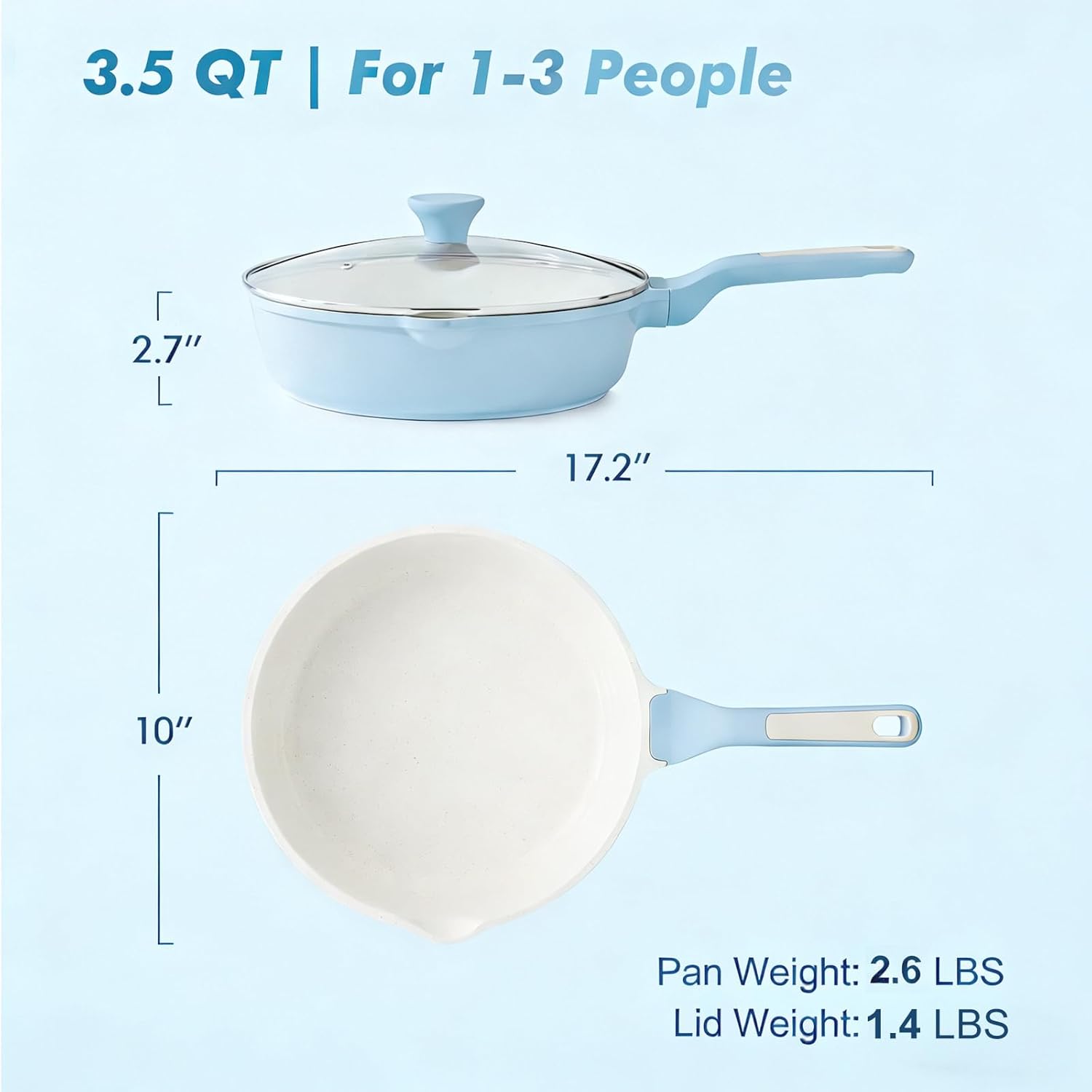 Sensarte Ceramic Nonstick Deep Frying Pan Skillet with Lid  (10/11/12-Inch), Compatible Base