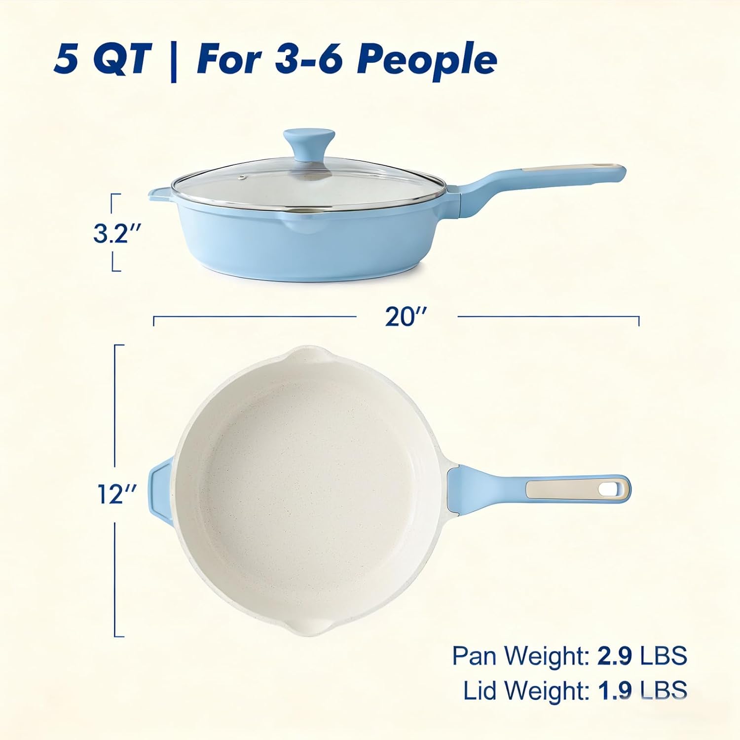 Sensarte Ceramic Nonstick Deep Frying Pan Skillet with Lid  (10/11/12-Inch), Compatible Base