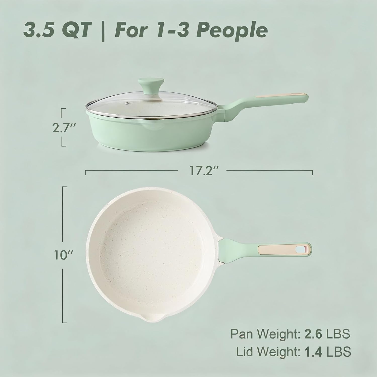 Sensarte Ceramic Nonstick Deep Frying Pan Skillet with Lid  (10/11/12-Inch), Compatible Base