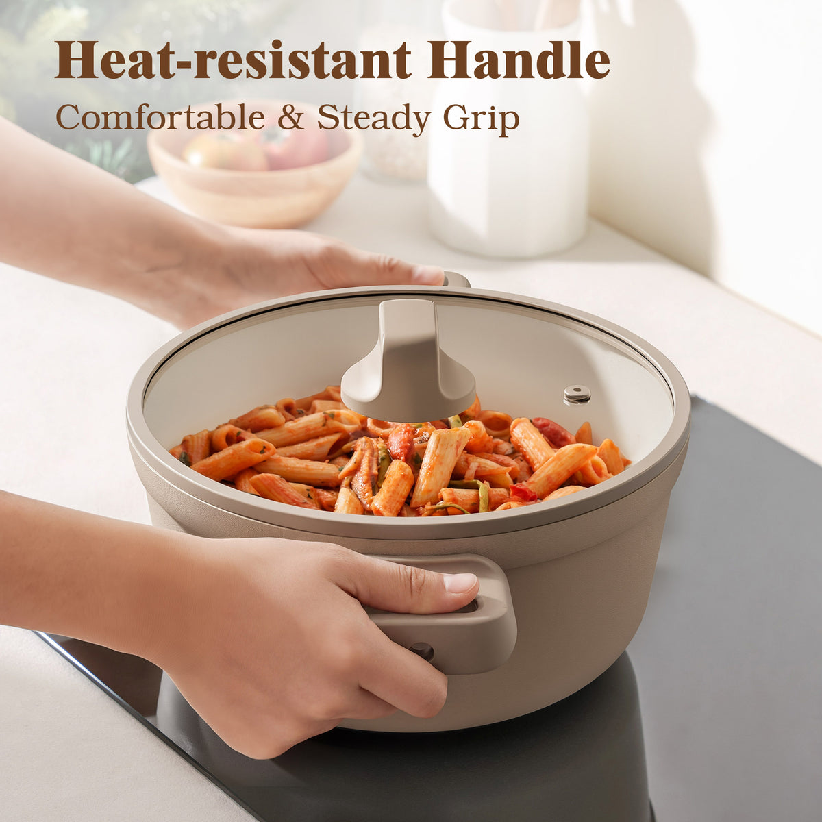 SENSARTE Ceramic Pots and Pans Set Nonstick, 20Pcs Cookware Set, Taupe