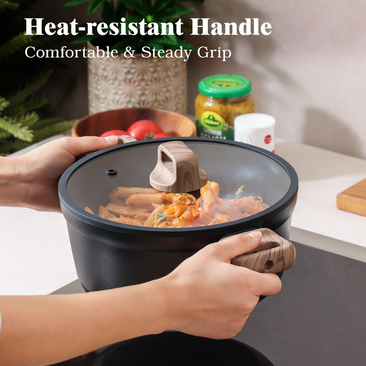 SENSARTE 20Pcs Nonstick Pots and Pans Set, Black Titanium Cookware Set