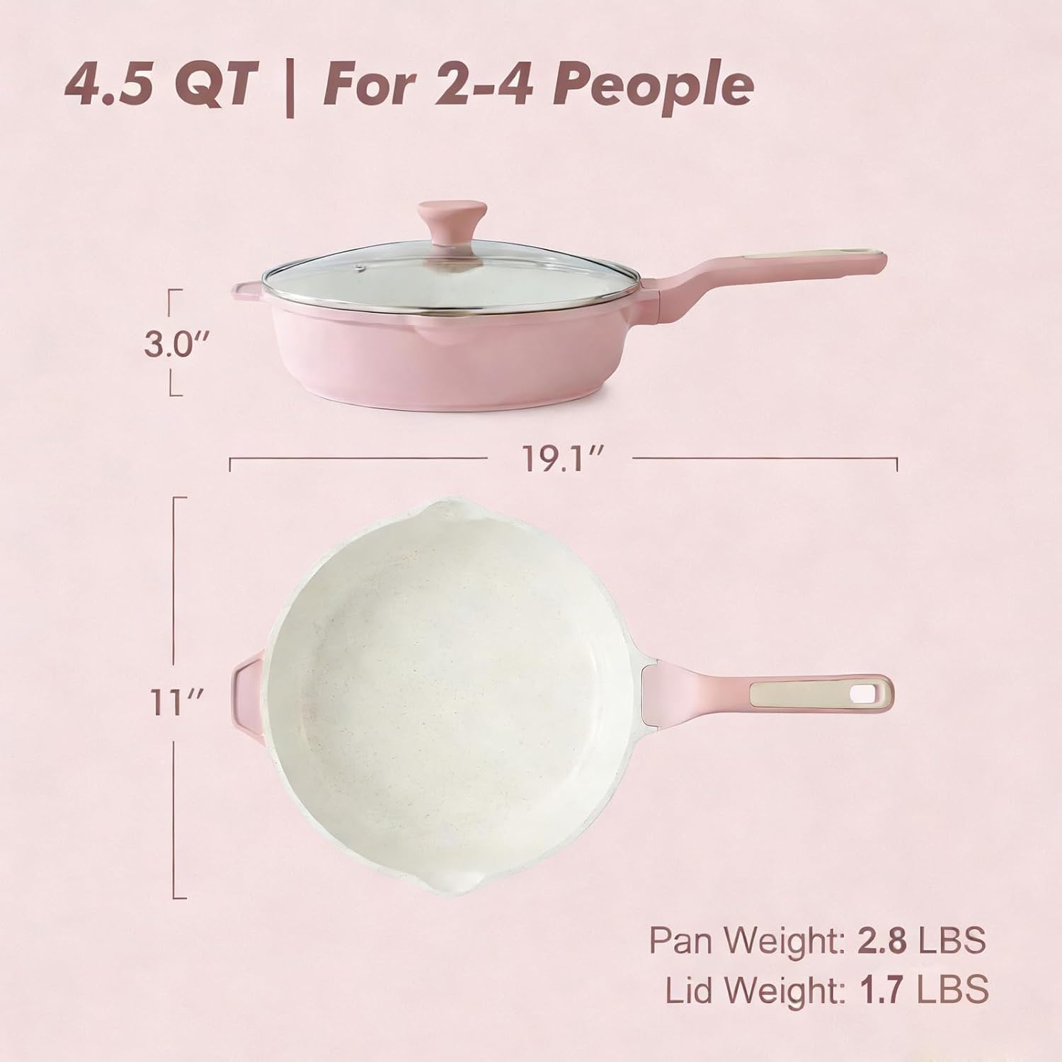 Sensarte Ceramic Nonstick Deep Frying Pan Skillet with Lid  (10/11/12-Inch), Compatible Base