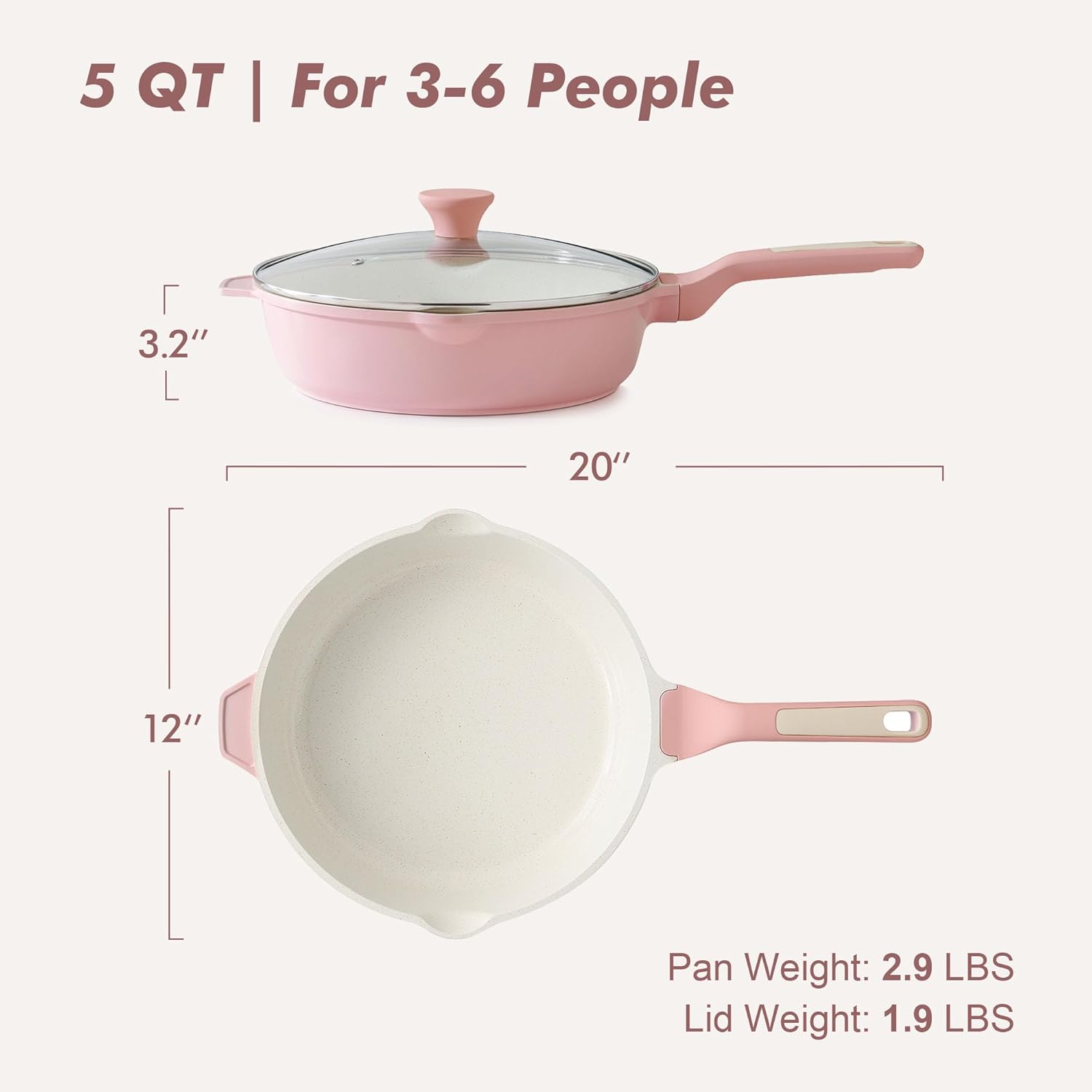 Sensarte Ceramic Nonstick Deep Frying Pan Skillet with Lid  (10/11/12-Inch), Compatible Base
