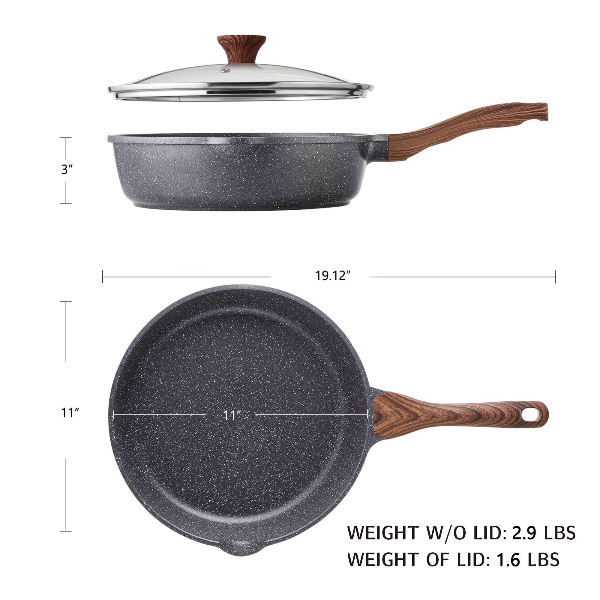 Sensarte Nonstick Cookware Set 13-Piece, Non Stick Pots and Pans Set with Swiss Granite Coating, Non-toxic Kitchen Cooking Set, Stay-Cool Handles, PFOA Free